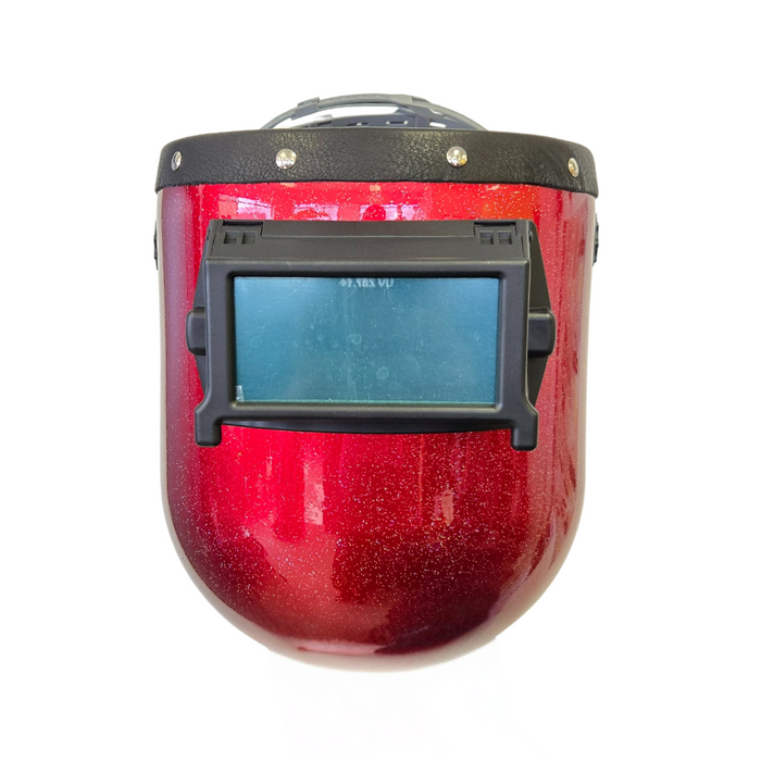 Galaxy Red Chopped, Black Leather Top, Fibre-Metal Pipeliner