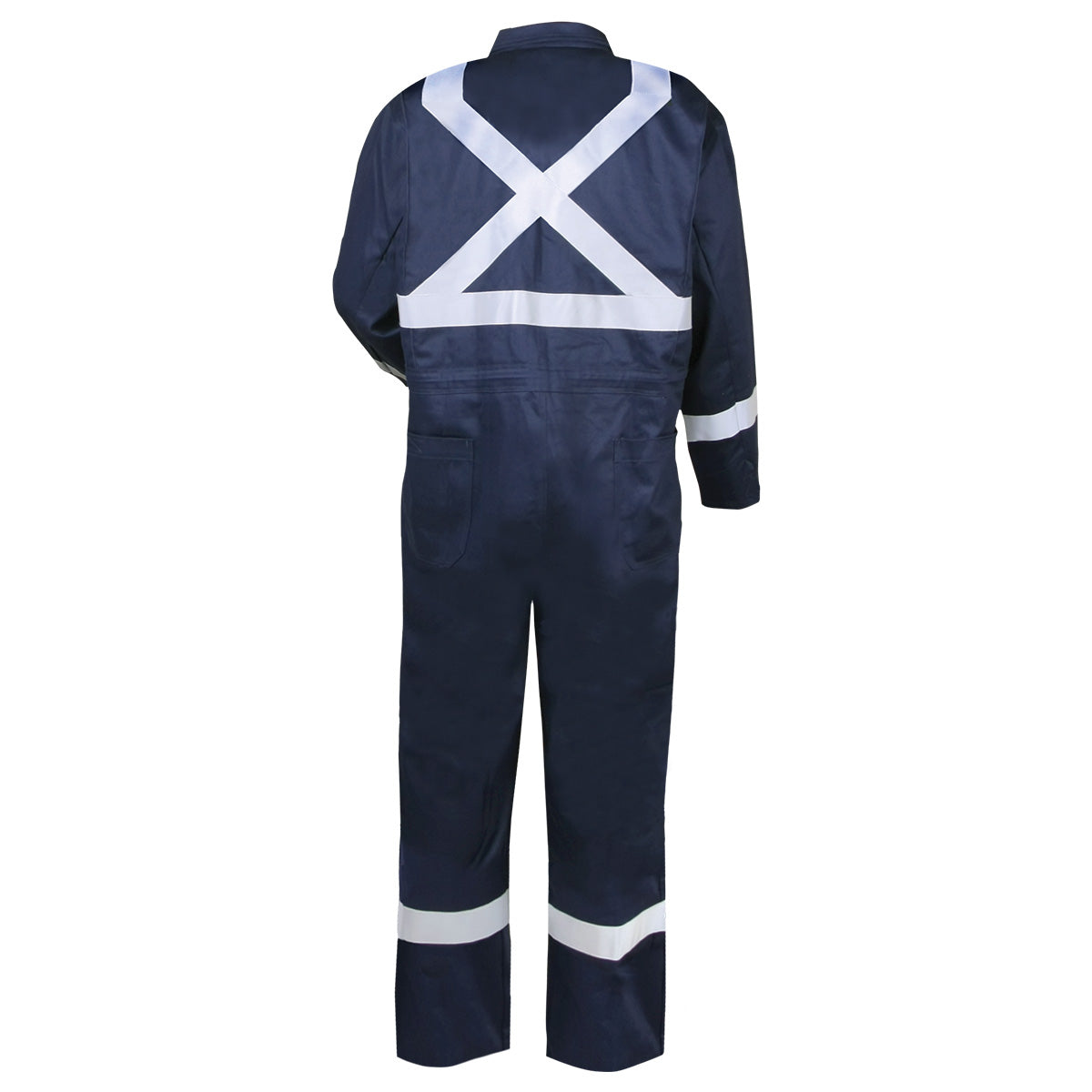 Black Stallion Flame-Resistant Deluxe Cotton Coverall, Navy with FR Reflective Tape