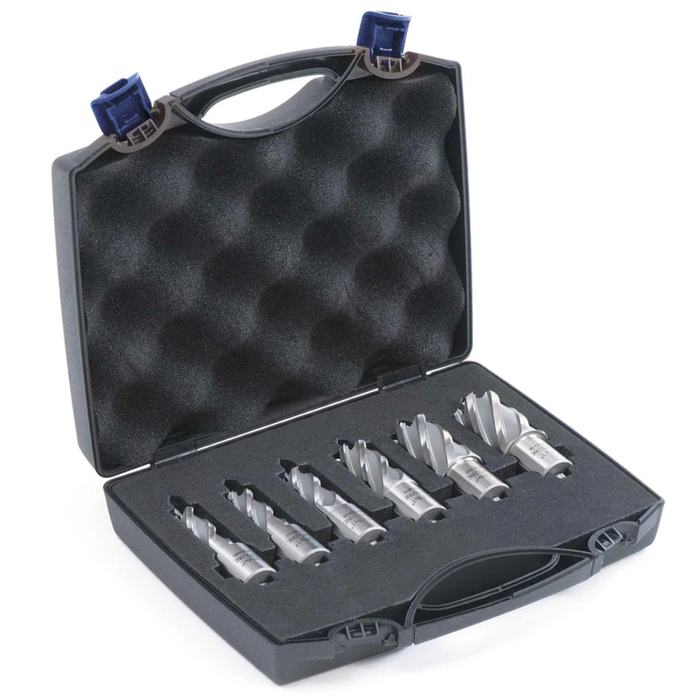 Evolution 6pc 1 In. Depth Annular HSS Mag Drill Cutter Set 9/16 To 1 Inch With 3/4 Inch Weldon Shank