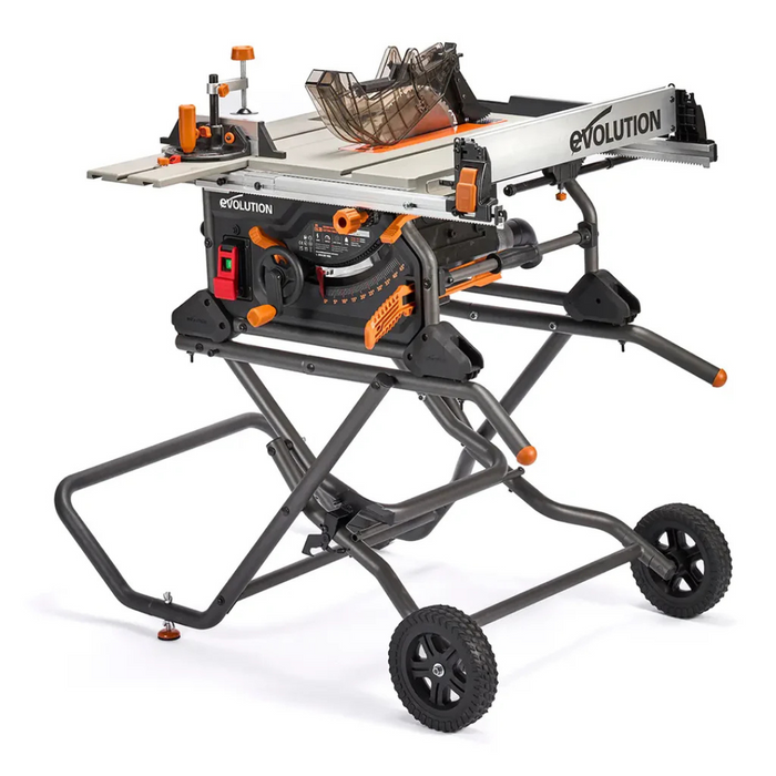 Evolution 10 in. R10TBLX Multi-Material Table Saw with Wheeled Scissor Stand