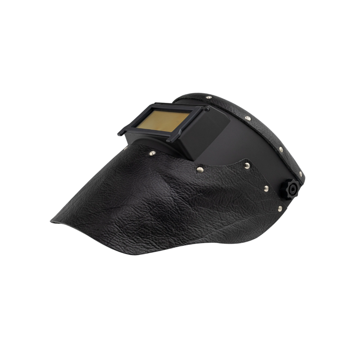 Outlaw Leather Slimline Black Flip Front / Black Leather Welding Hood