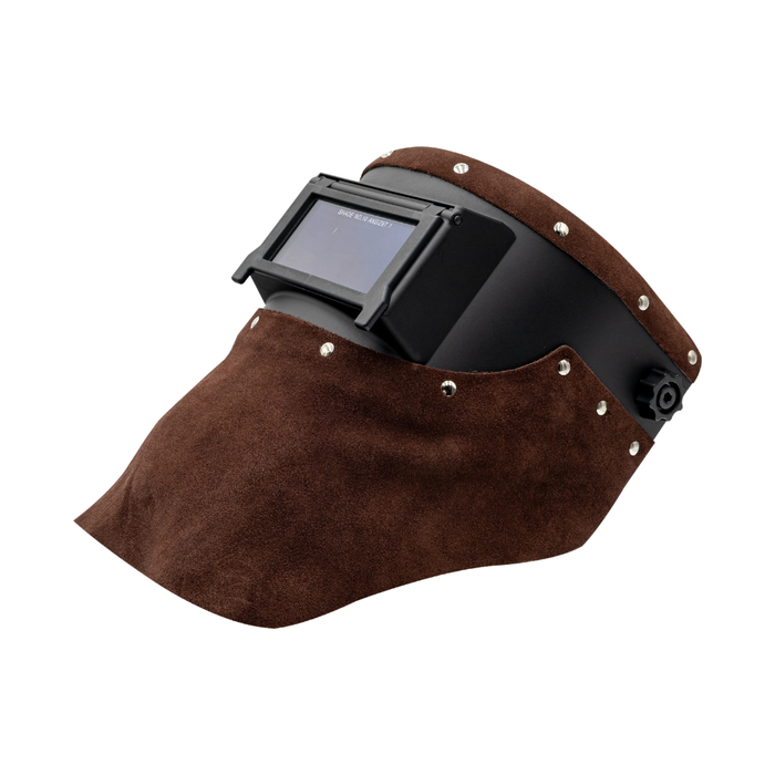 Outlaw Leather Slimline Black Flip Front / Brown Suede Welding Hood