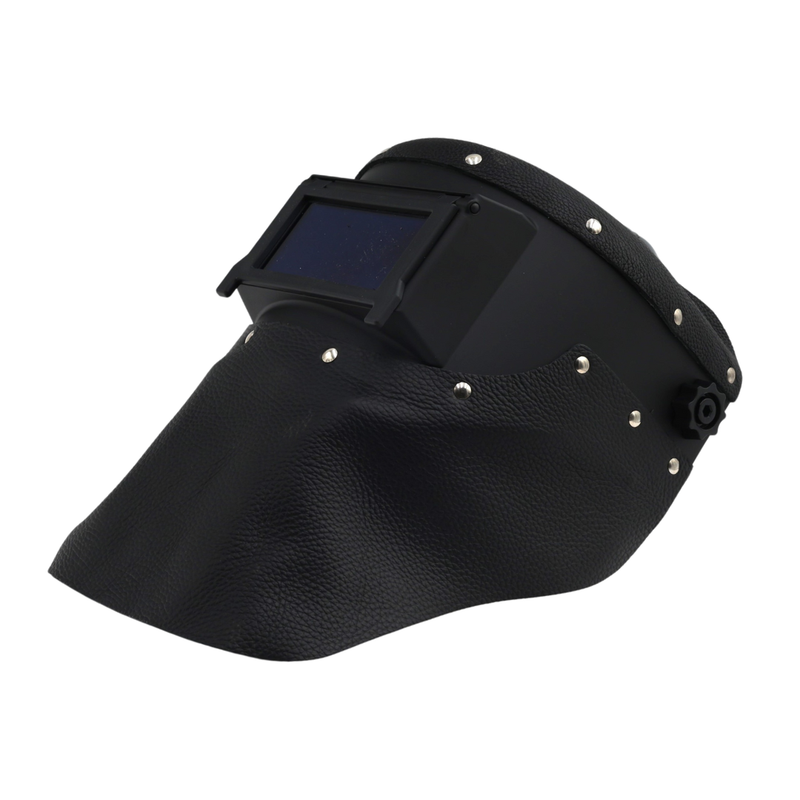Outlaw Leather Slimline Leather Welding Hood Black Leather Black Shell