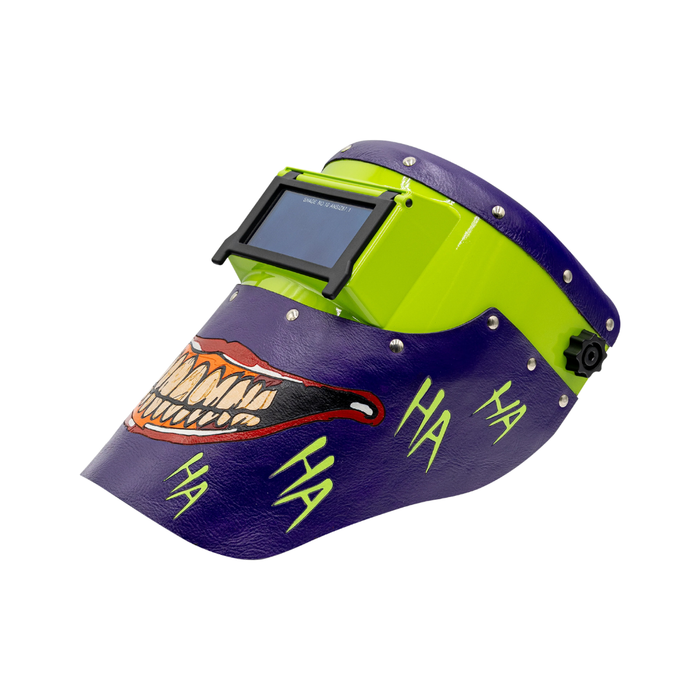 Outlaw Leather Slimline Lime Green Joker Smile Welding Hood