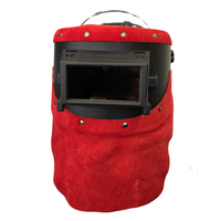 Outlaw Leather Black Flip Front / Red Suede Welding Hood