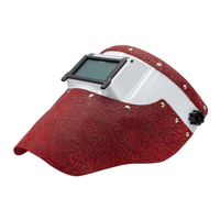 Outlaw Leather Slimline Welding Hood - Floral Leather Red