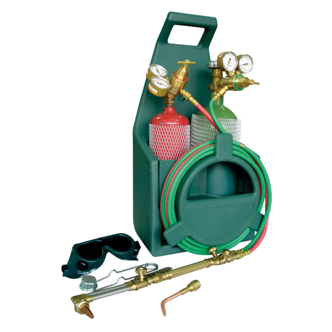 Oxy Acetylene Torch Kit - Portable Cutting & Welding Kit With Brass Nozzle, Regulators, Goggles, Tote