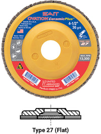 Sait Ovation Ceramic Plus+ High Density Flap Discs (Type 27)