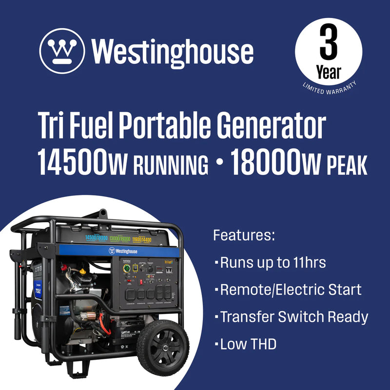 Westinghouse WGen14500TFc Generator - Tri-Fuel with CO Sensor