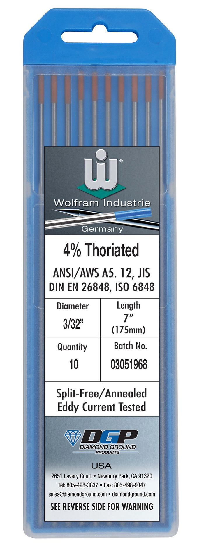 Wolfram 4% Thoriated (Orange) Tungsten - Made In Germany