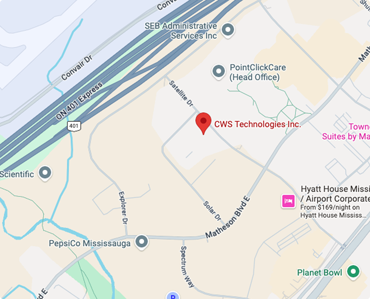 Map showing Canada Welding Supply warehouse location in Mississauga