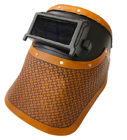 Outlaw leather saddle tan leather welding hood