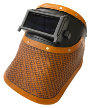 Outlaw leather saddle tan leather welding hood