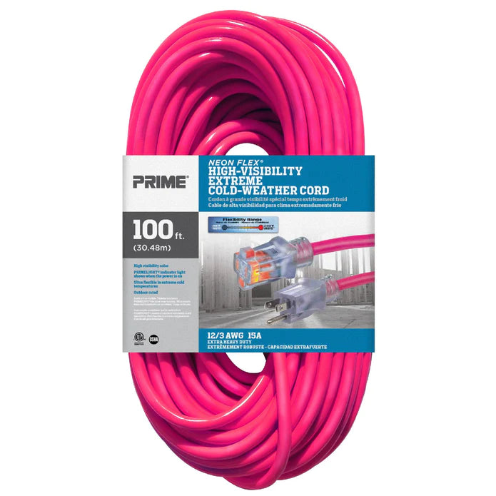 100 ft. High Visibility Pink Neon Flex® Outdoor Extension Cord