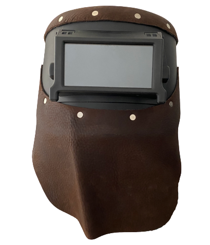 Outlaw Leather Black Flip Front / Brown Leather Welding Hood