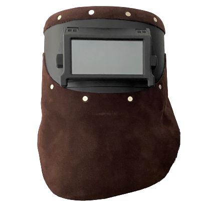 Outlaw Leather Black Flip Front / Brown Suede Welding Hood