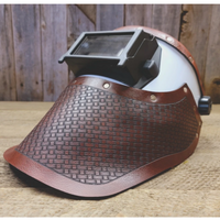 Outlaw Leather Flip Front / Fudge Brown Basket Weave Leather Welding Hood