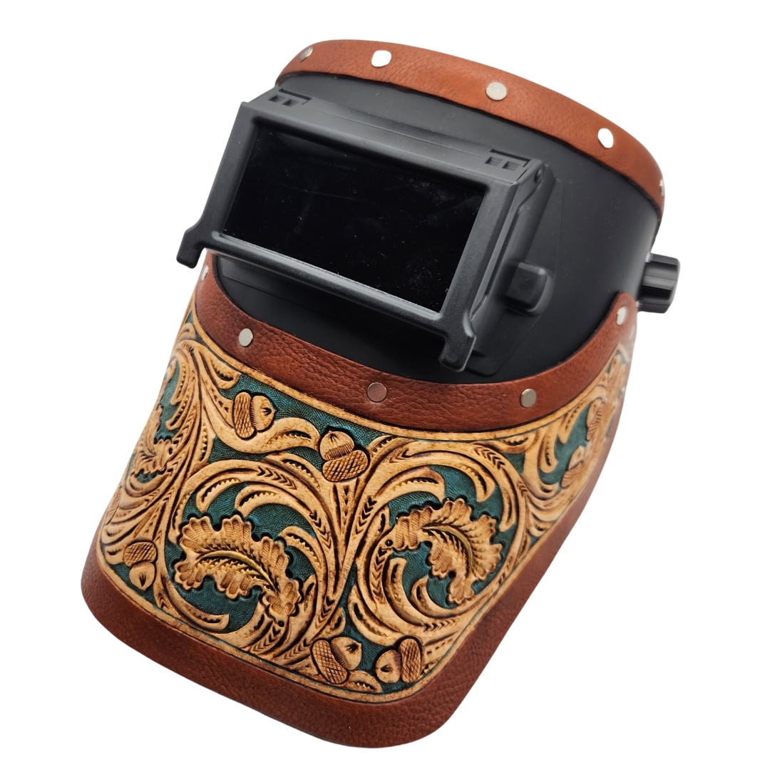 Outlaw Leather Hand Tooled Welding Hood