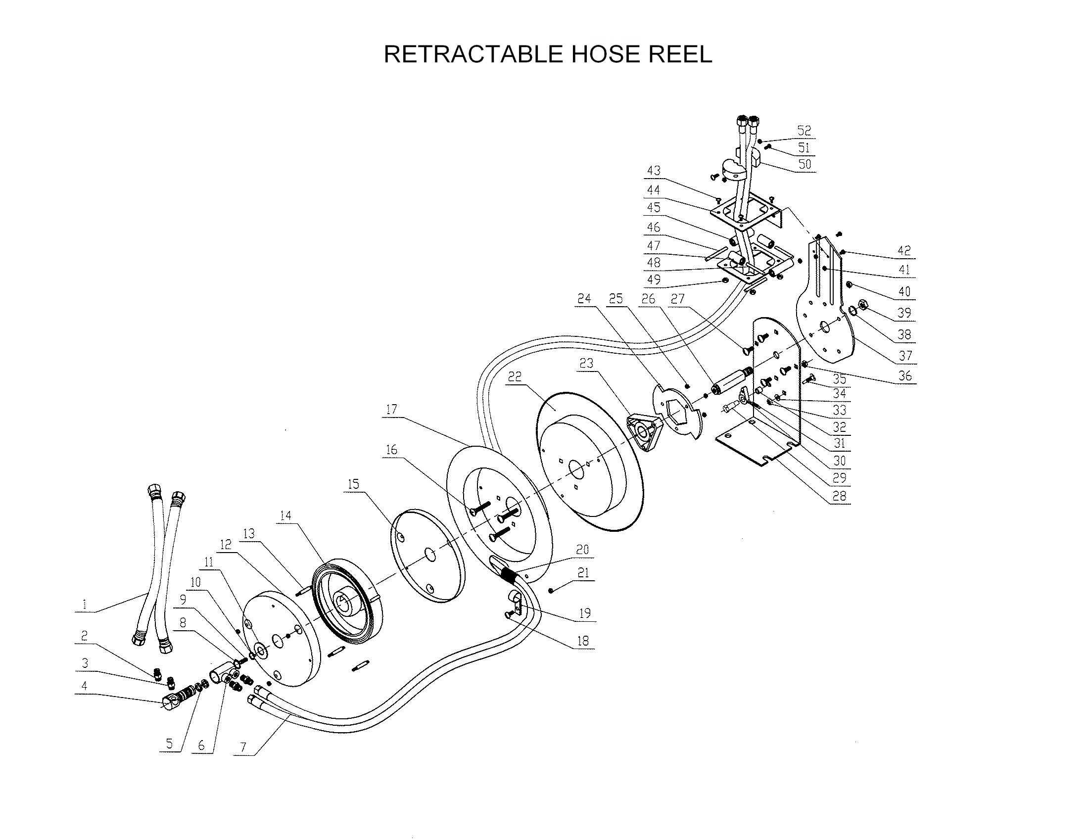 PowerWeld RHR50 Retractable Twin Welding Hose Reel - 50 Ft 1/4" Neoprene Hose For Oxygen & Fuel Gases