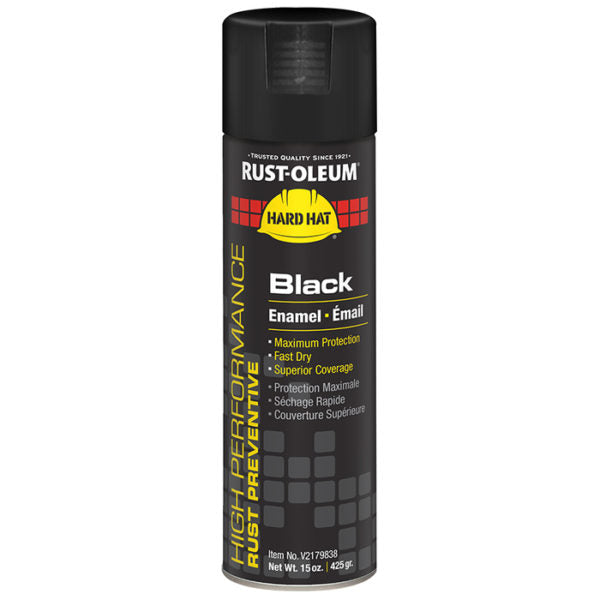 Rust-Oleum V2179838 Black Hard Hat Enamel Spray Paint