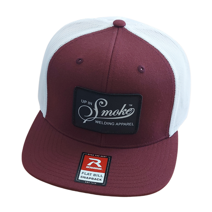 Up In Smoke Maroon/White Mesh Snap Back Hat