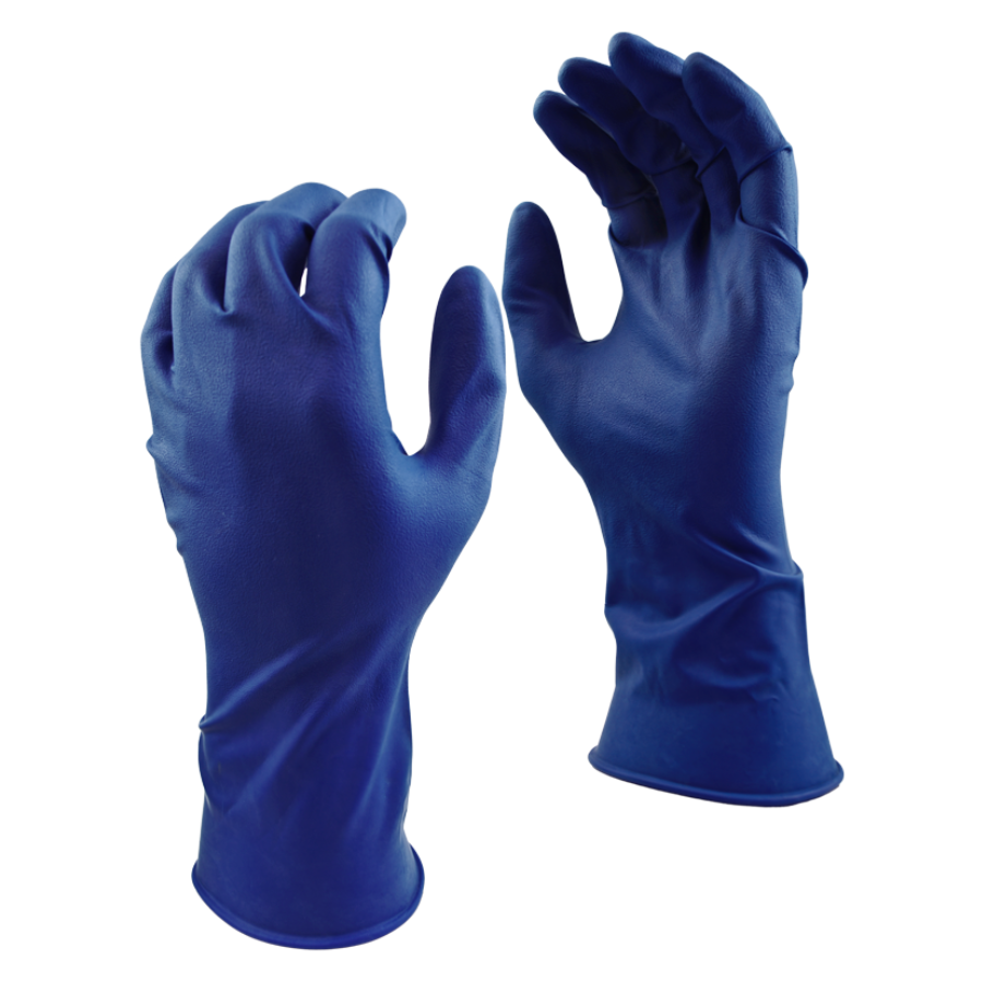 Grease Monkey 15 mil Blue Heavyweight Rubber Latex Gloves