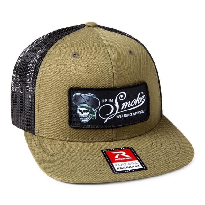 Mesh Snapback Hat with the Up in Smoke Welding Skull Logo